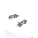 9ct white gold diamond & tanzanite floral drop earrings (1.5g)