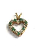 9ct gold emerald set pendant weight 1.2g