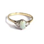 9ct gold opal & diamond ring weight 1.1g