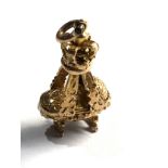 Vintage 9ct gold crown & cradle charm 4.9g