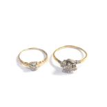 2 x 18ct gold diamond rings 3.9g