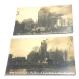 2 real photo disaster postcards destruction by fire of the memorial theatre stratford on avon