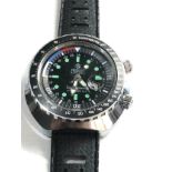 Vintage mortima super datomatic 1970s compressor case divers wristwatch working order but no