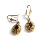 9ct gold garnet earrings weight 2.2g