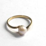 9ct gold cultured pearl ring weight 1.4g