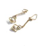 9ct gold vintage pearl drop earrings (1.5g)