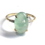 9ct gold diamond & green stone ring weight 3.3g