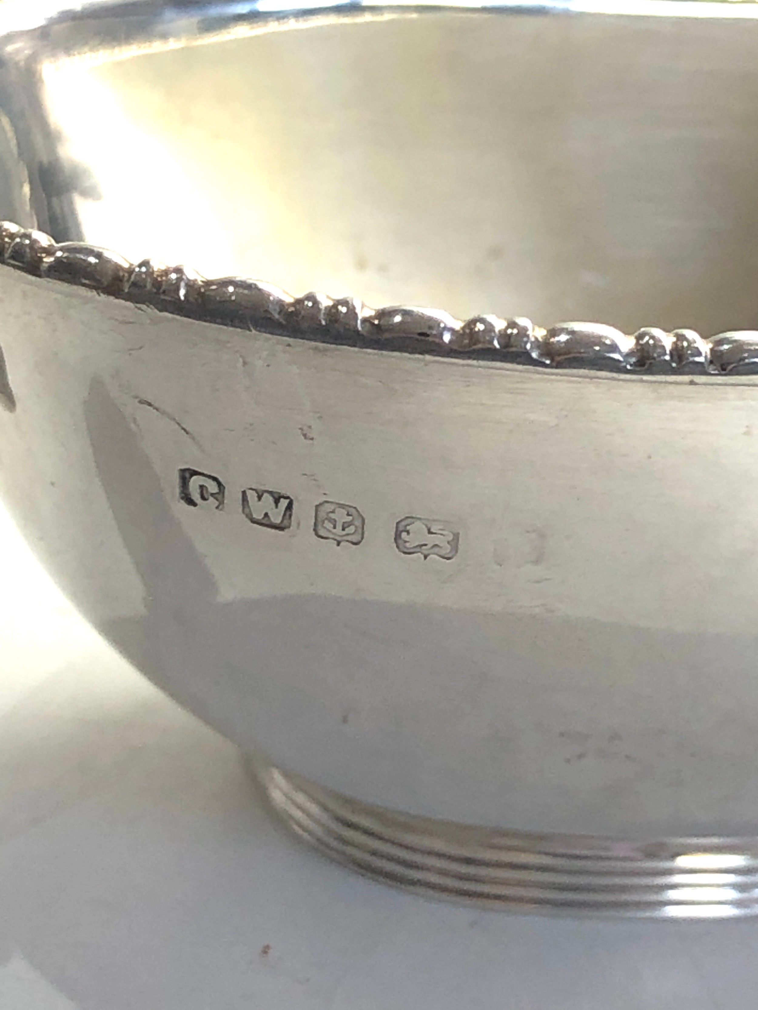 Antique silver sauce boat Birmingham silver hallmarks weight 88g - Image 4 of 5