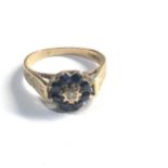 9ct gold diamond & sapphire ring weight 2.8g
