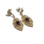 9ct gold vintage garnet drop earrings (2.8g)