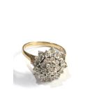 9ct gold vintage diamond cluster ring (3.2g)