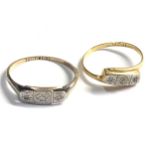 2 x 18ct gold & platinum vintage diamond rings (3.3g)