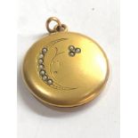 9ct back & front victorian seed pearl monogram locket (6.4g)