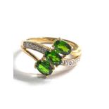 9ct gold diopside & diamond ring weight 2.9g