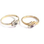 2 x 9ct gold sapphire rings weight 2.8g
