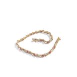 9ct gold ruby & diamond spiral chain link tennis bracelet (5.7g)