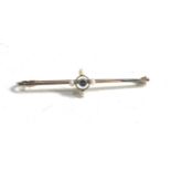 Antique 15ct gold sapphire & seed pearl brooch measures approx 5.2cm weight 2.3g