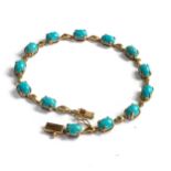 10ct gold turquoise set bracelet weight 6.4g