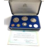 1973 First National Coinage of Barbados Proof Set Coins inc. Silver Coins + COA