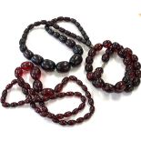 3 vintage cherry amber type necklaces