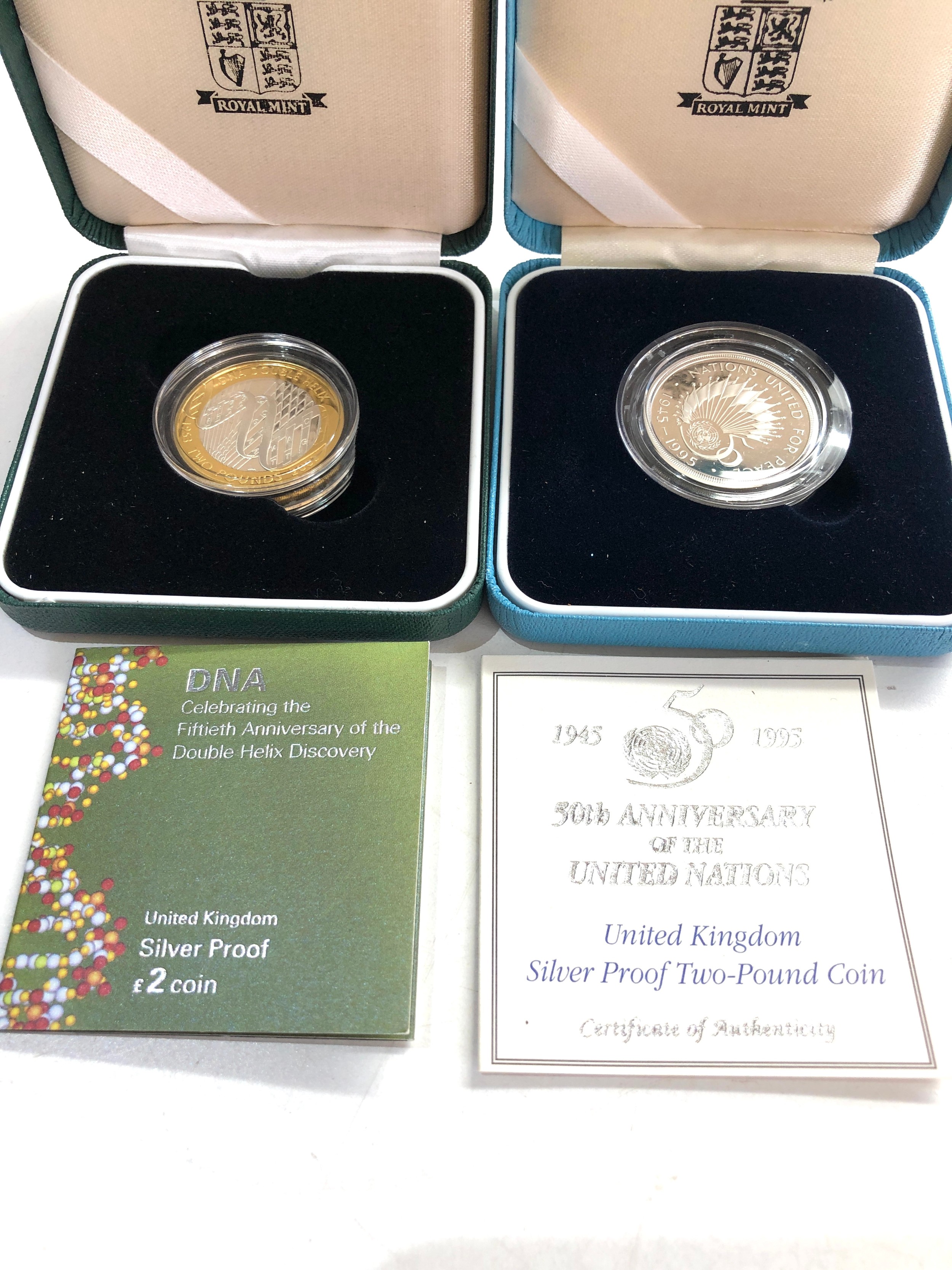 2 x 1995 & 2003 silver proof £2 Coins COA boxed - Bild 4 aus 4