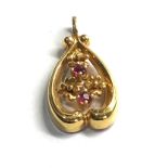 9ct gold ruby pendant weight 2g