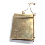 Antique 9ct gold aide memoire Pencil & Notebook engraved 1900-01-02-03 measures approx 6.9cm drop by