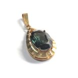 9ct gold vintage synthetic spinel teardrop pendant (5.5g)