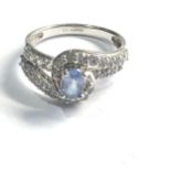 9ct white gold sapphire & stone set ring weight 3.5g