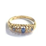 Antique 18ct gold diamond & sapphire ring weight 2.9g