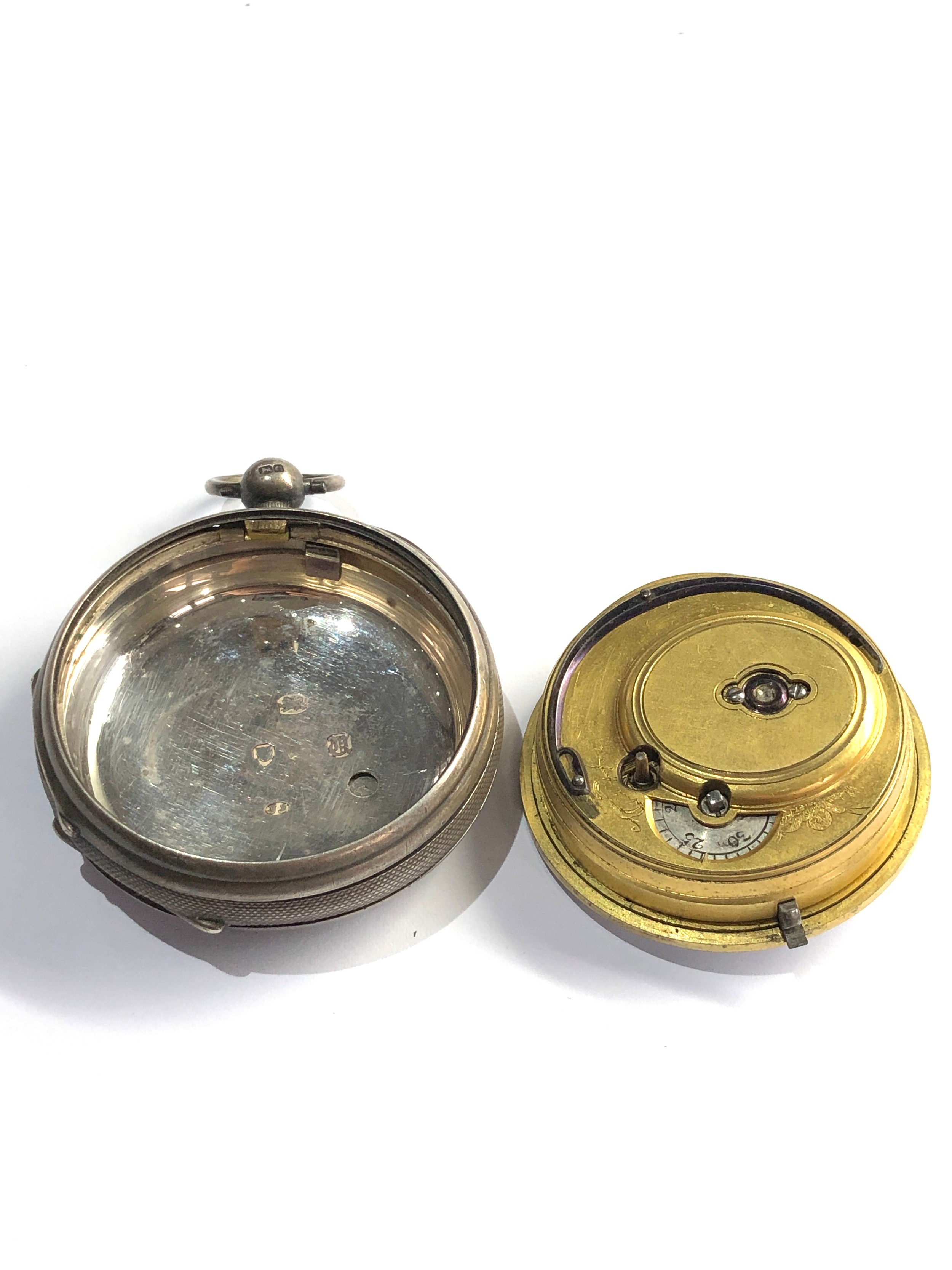 Antique silver verge fusee pocket watch diamond end stone spares or repair - Bild 3 aus 7