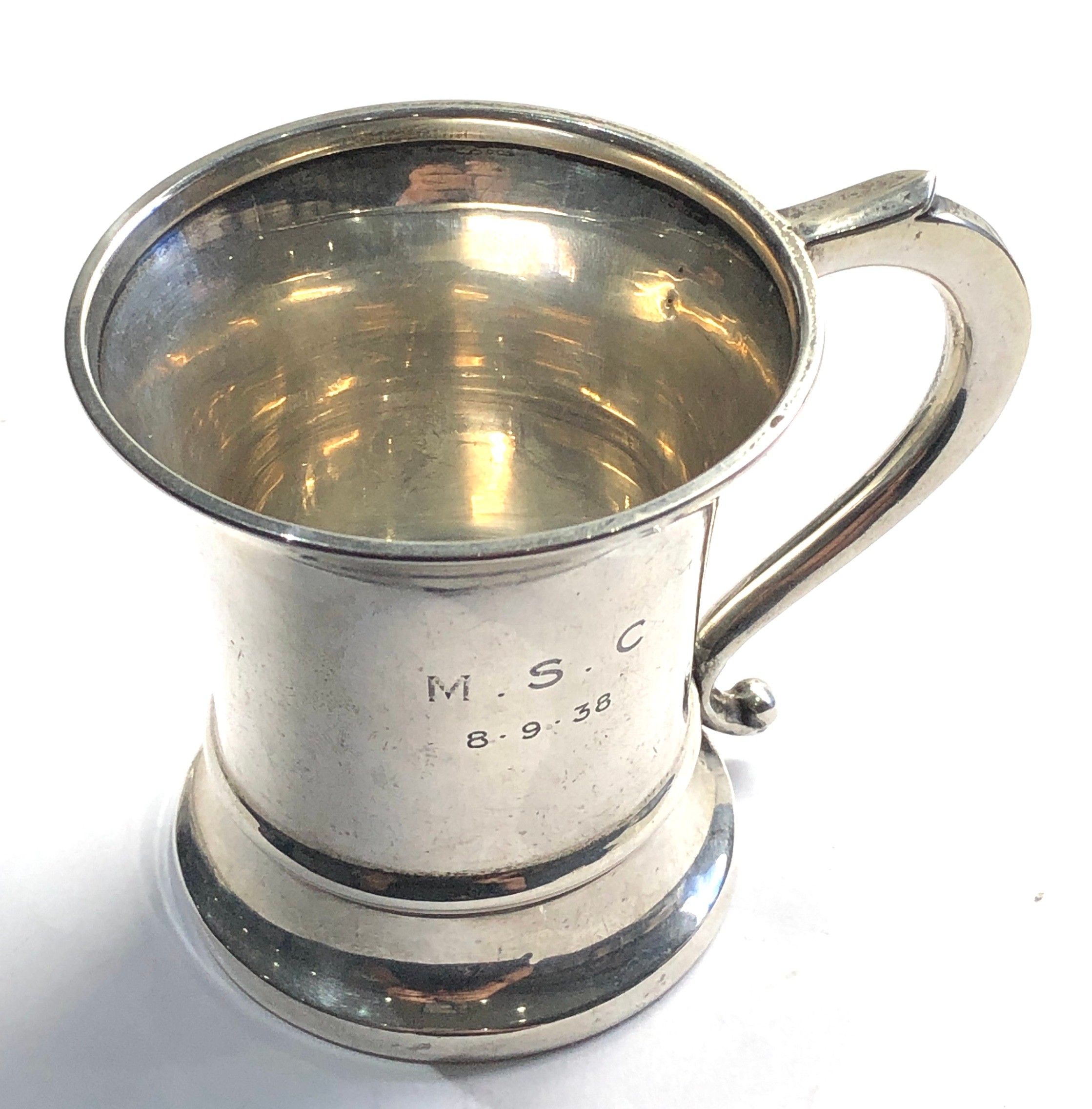 Vintage silver christening mug 95g Birmingham silver hallmarks - Image 2 of 5