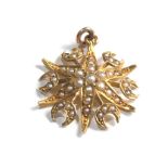 15ct gold antique seed pearl star & moon pendant (1.3g)