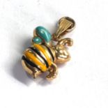 9ct gold enamel bee charm pendant weight 1.3g