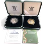 2 x 1994 & 2003 silver proof £2 Coins COA boxed