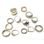 Selection 13 vintage silver rings