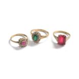 3 x 9ct gold stone set rings weight 5.9g