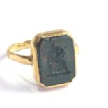 Antique 18ct gold intaglio seal ring 4.7g split as shown