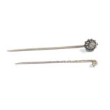 2 antique diamond stick pins weight 1.9g