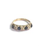 9ct gold diamond & sapphire ring weight 1.8g