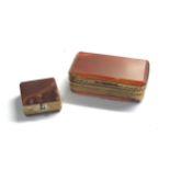 Antique agate set snuff box & pill box