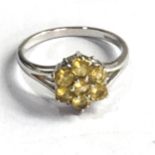 9ct gold yellow stone set ring weight 2.3g