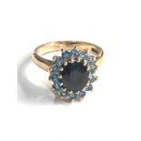 9ct gold sapphire & topaz dress ring 5g