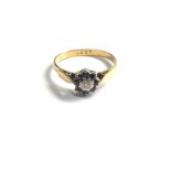 18ct gold vintage diamond & sapphire ring (2.8g)