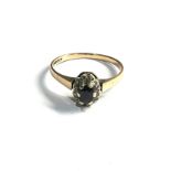 9ct gold diamond & sapphire ring weight 2g