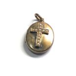 15ct gold victorian seed pearl cross mourning locket (3.8g) xrt tested as 15ct gold
