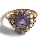 9ct gold alexandrite & pearl ring weight 3.7g