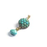9ct gold & silver antique turquoise cluster pendant (1.2g)