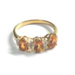 9ct gold topaz & diamond ring weight 2.4g