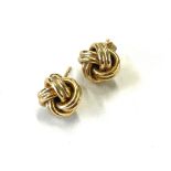 9ct ladies knot earrings, approximate weight 3.1g